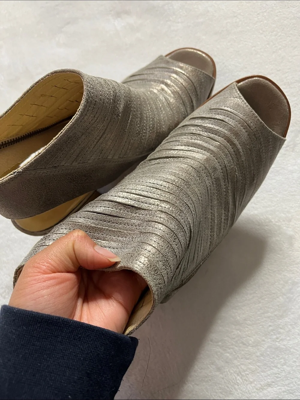 Paul Green size 6.5 (9)Cayenne peep toe booties in metallic finish